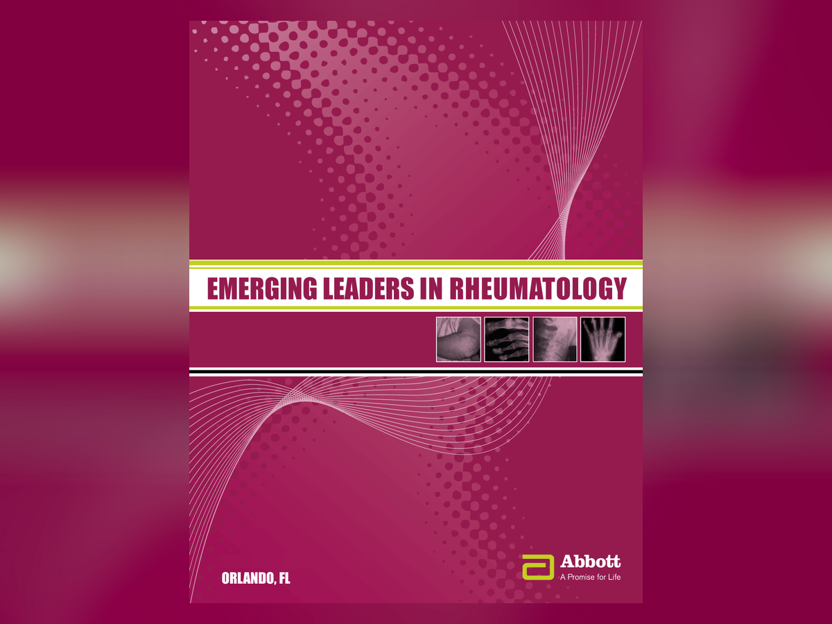 Abbott Emerging Leaders in Rheumatology program cover in the Abbott magenta identity system.